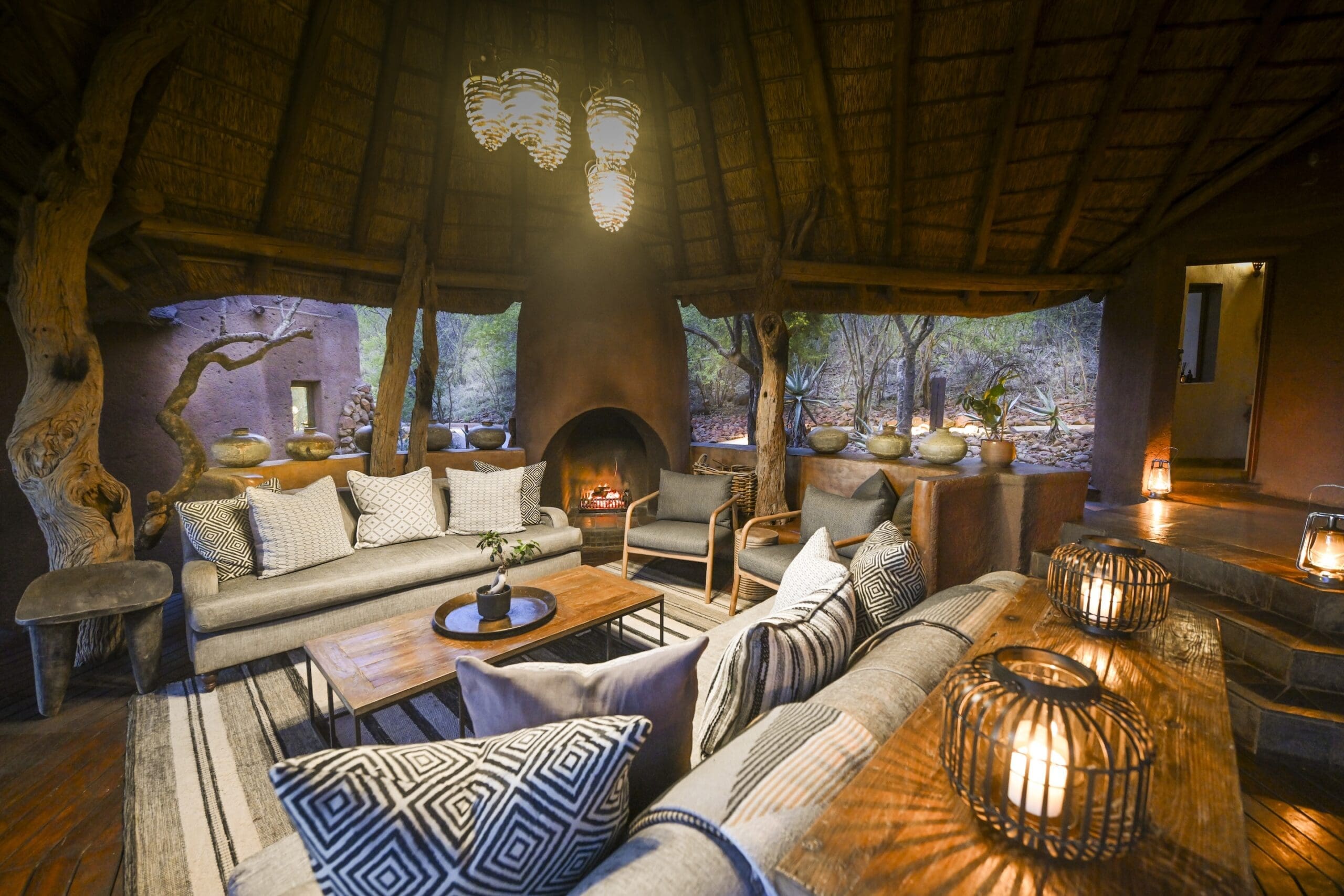 Dithaba Camp lounge at Madikwe Safari Lodge offering an adults-only luxury safari retreat